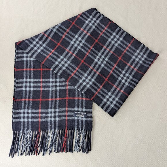 Burberry Unisex Check Cashmere Scarf Blue – Pre-Loved – Soft Warm Designer Wrap - Picture 1 of 7